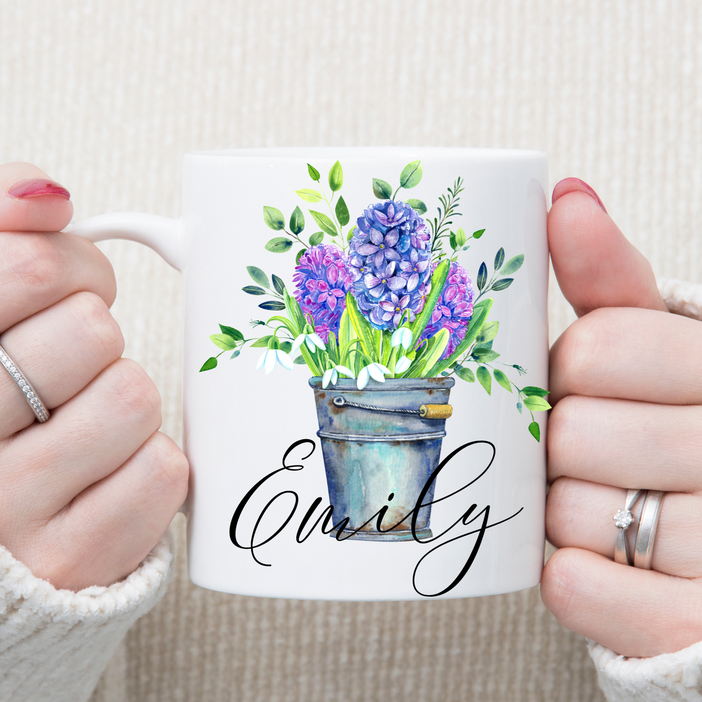 Hyacinth Print Floral Mug Personalised - Bijoux Lucy