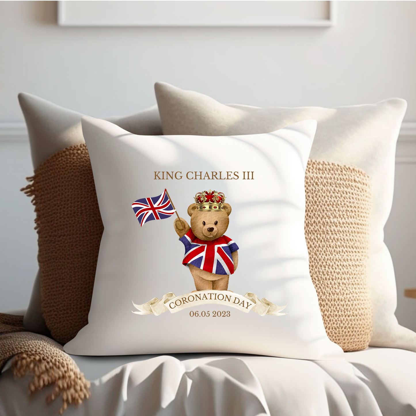 King Charles III Coronation Cushion, Limited Edition Pillow, Official Logo, Coronation 2023,Memorabilia - Bijoux Lucy