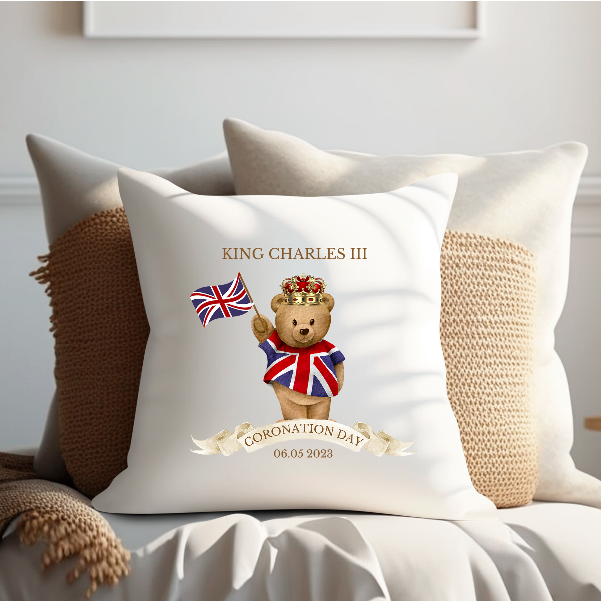 King Charles III Coronation Cushion, Limited Edition Pillow, Official Logo, Coronation 2023,Memorabilia - Bijoux Lucy