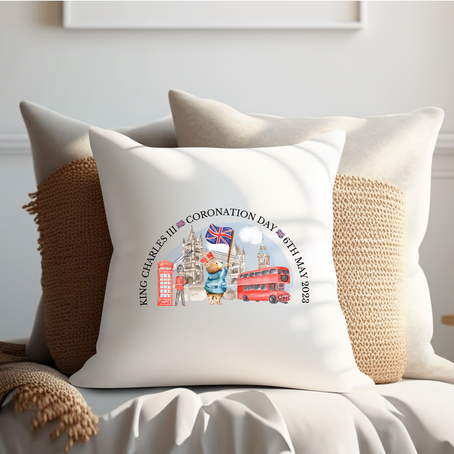 King Charles III Coronation Cushion, Limited Edition Pillow, Official Logo, Coronation 2023,Memorabilia - Bijoux Lucy
