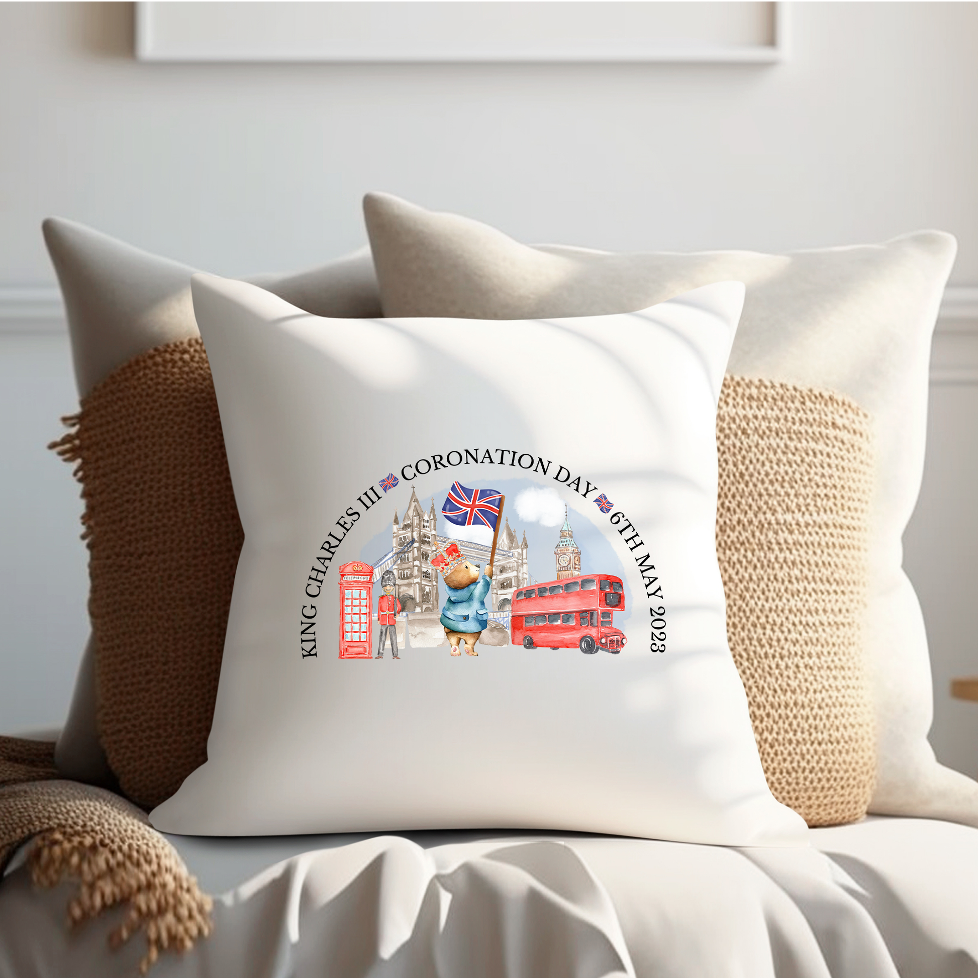 King Charles III Coronation Cushion, Limited Edition Pillow, Official Logo, Coronation 2023,Memorabilia - Bijoux Lucy